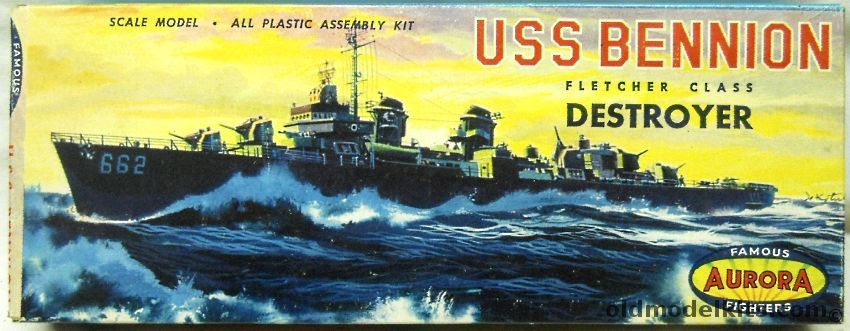 Aurora 1/516 USS Bennion DD662 Destroyer - Plus Decals for Other Fletcher Class Destroyers, 704-79 plastic model kit